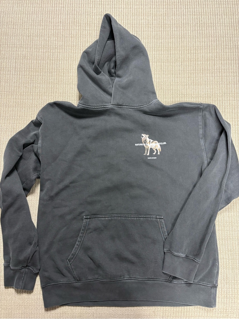 Santo Studio Wolf Nightclub Pullover Fleece Hoodie size Large